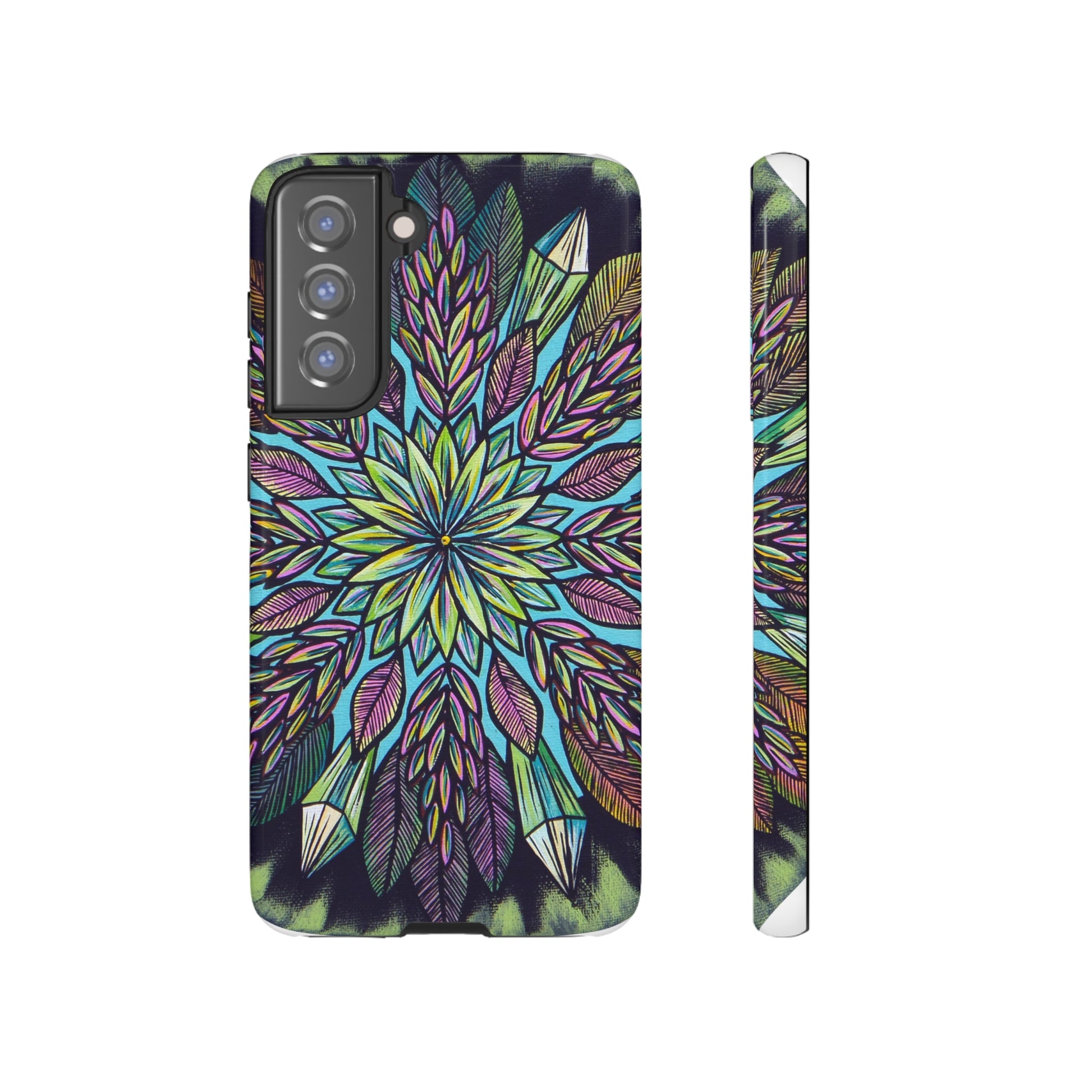 "Krystalhoja" Art Phone Armor - Blue Flame Array Samsung Galaxy S21 FE / Glossy Phone Case