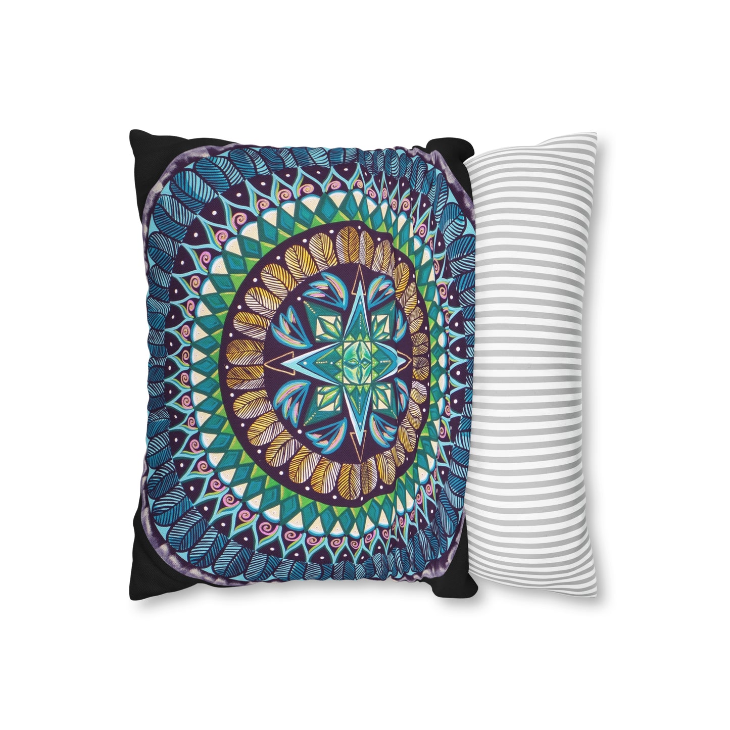 "AquilazurA Kryst'dala" Dreamcatcher Pillow Cover - Blue Flame Array Home Decor