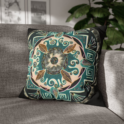 "Hojachakanazura" Dreamcatcher Pillow Cover - Blue Flame Array 20" × 20" Home Decor