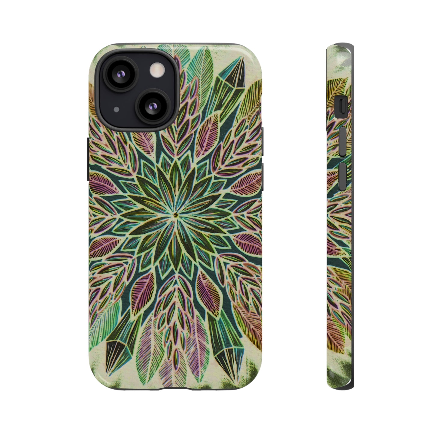 "Krystalhoja Verde" Art Phone Armor - Blue Flame Array iPhone 13 Mini / Glossy Phone Case