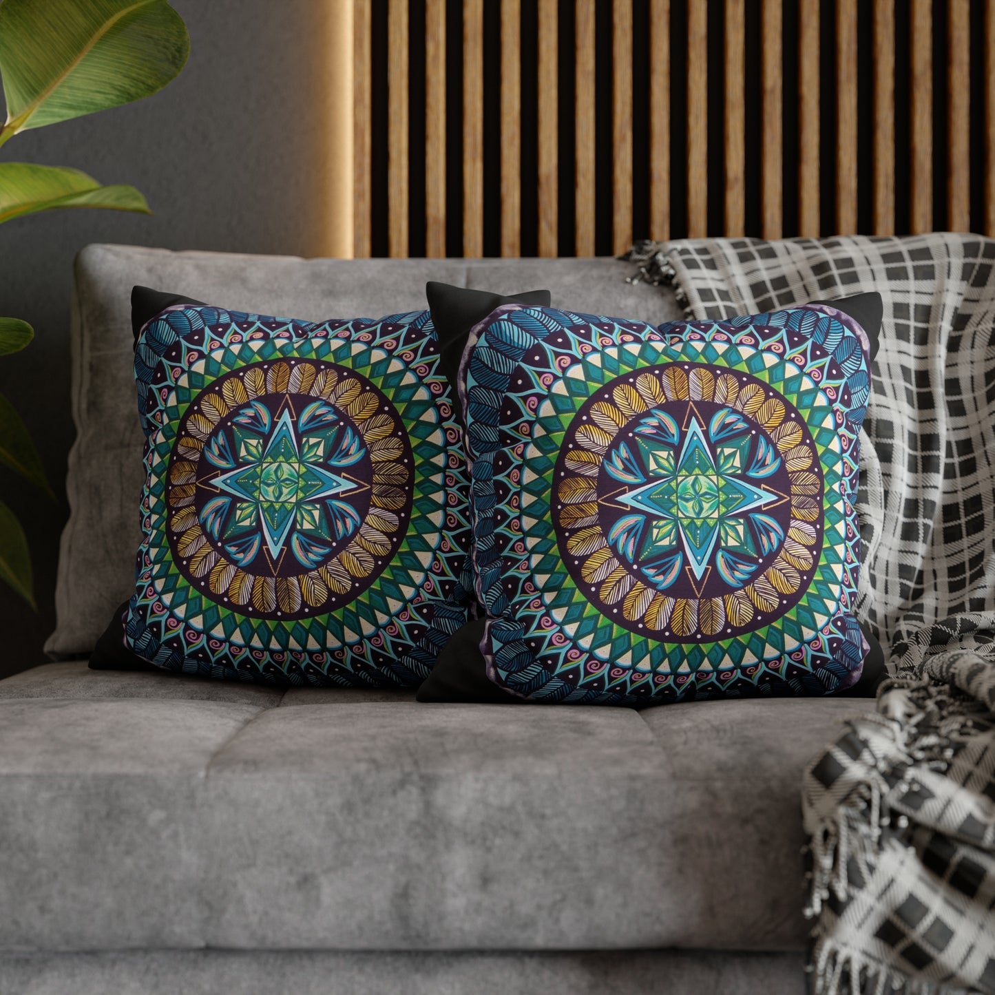 "AquilazurA Kryst'dala" Dreamcatcher Pillow Cover - Blue Flame Array Home Decor