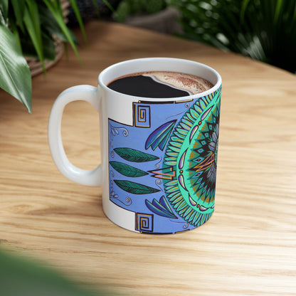 "Plumachakana" White Ceramic Mug