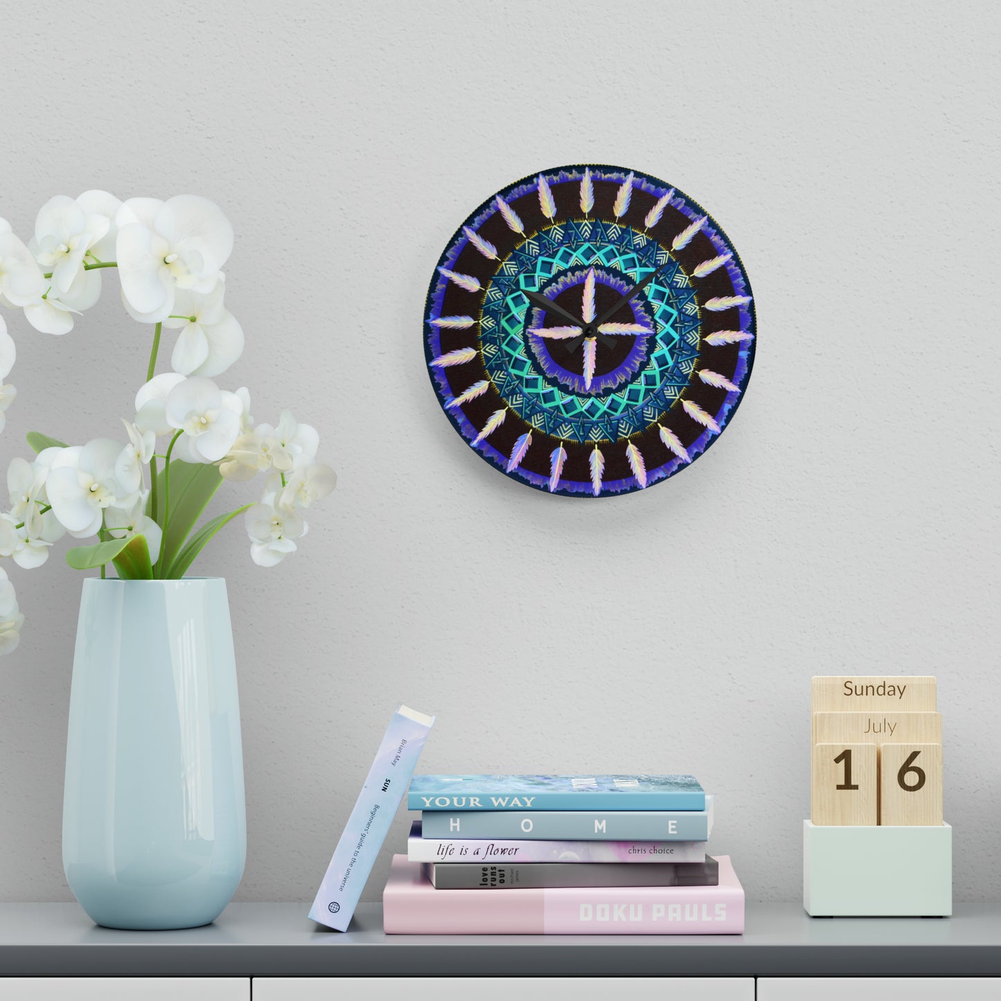 "Cuatro Vientos" Cosmic Clock - Blue Flame Array Home Decor