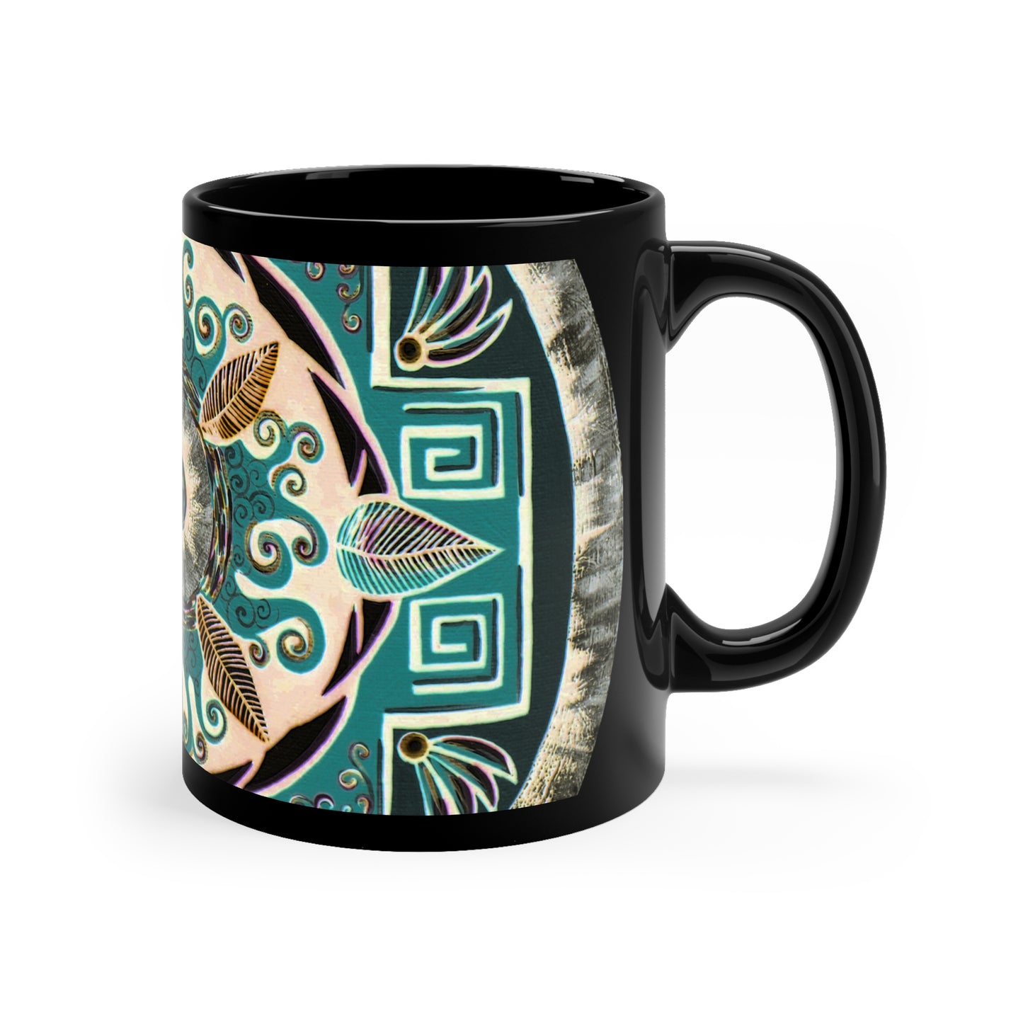 "Hojachakanazura" Black Ceramic Mug - Blue Flame Array Mug