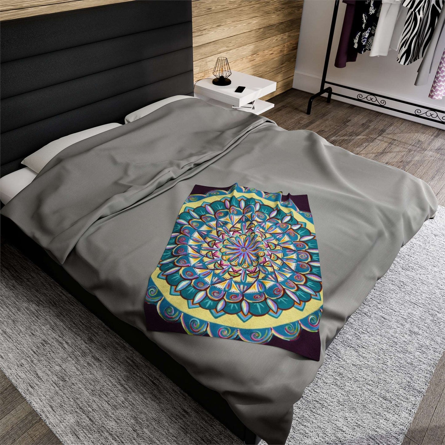 "Almandalayana" Dreamcatcher Blanket - Blue Flame Array 30" × 40" All Over Prints