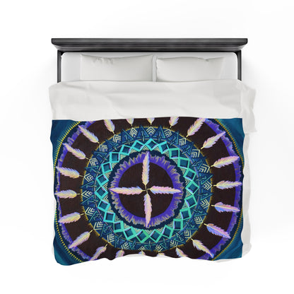 "Cuatro Vientos" Dreamcatcher Blanket - Blue Flame Array All Over Prints