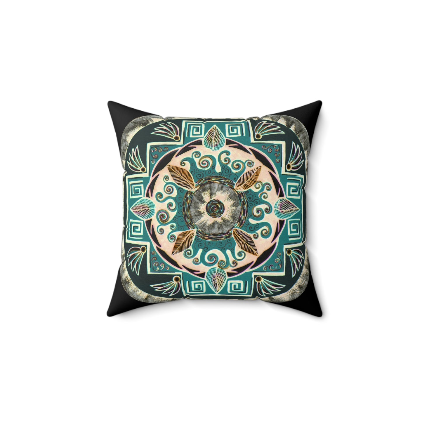 "Hojachakanazura" Dreamcatcher Pillow - Blue Flame Array 14" × 14" Home Decor