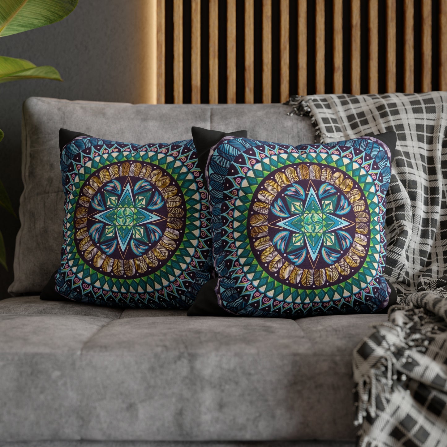 "AquilazurA Kryst'dala" Dreamcatcher Pillow Cover - Blue Flame Array Home Decor