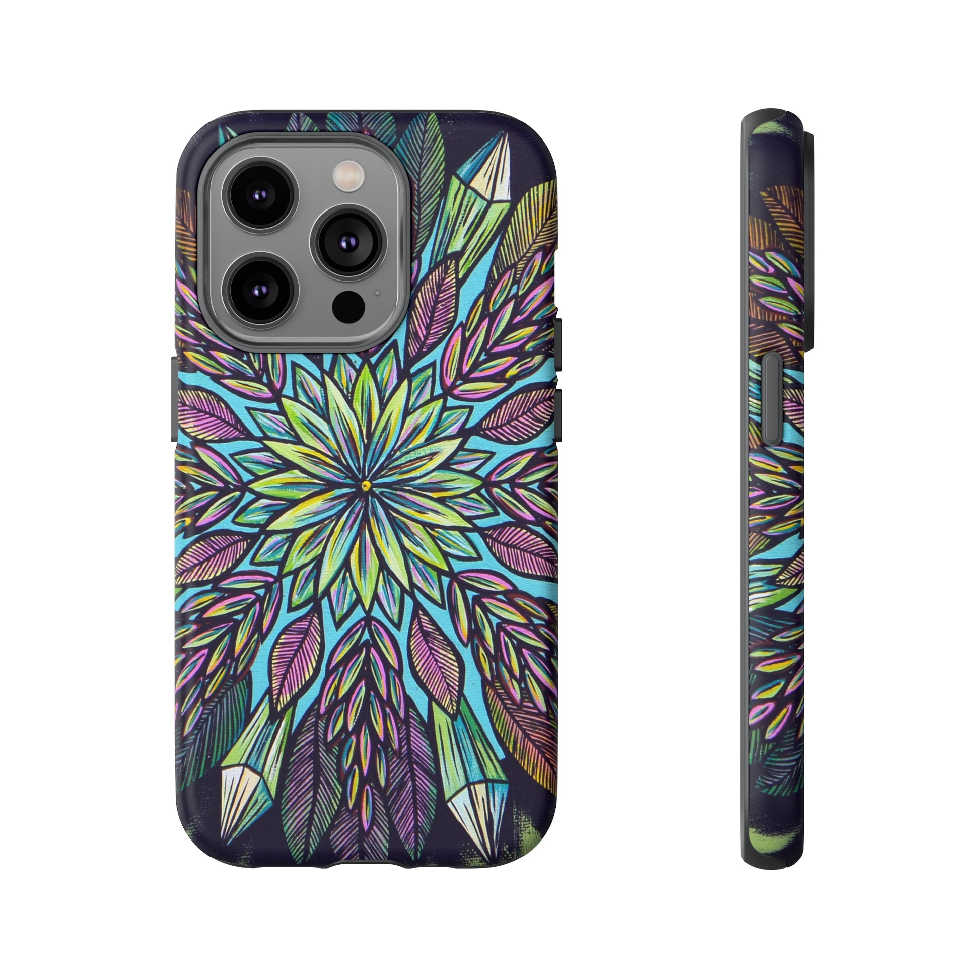 "Krystalhoja" Art Phone Armor - Blue Flame Array iPhone 14 Pro / Matte Phone Case