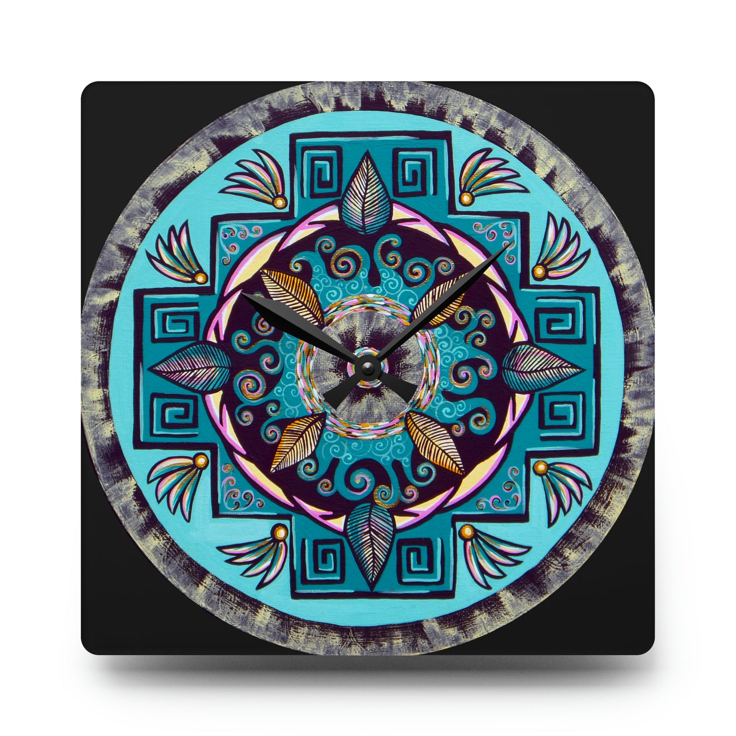 "Hojachakana" Cosmic Clock - Blue Flame Array 10.75'' × 10.75'' (Square) Home Decor