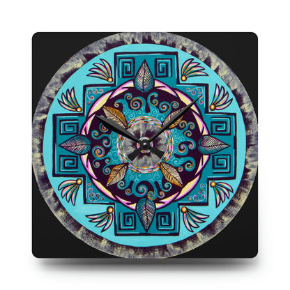 "Hojachakana" Cosmic Clock - Blue Flame Array 10.75'' × 10.75'' (Square) Home Decor