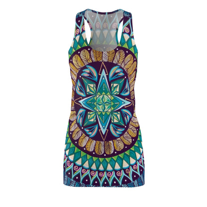 "AquilazurA Kryst'dala" Ladies Racerback Dress - Blue Flame Array All Over Prints