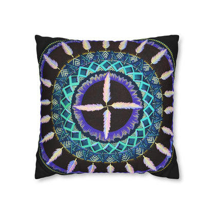 "Cuatro Vientos" Dreamcatcher Pillow Cover - Blue Flame Array Home Decor