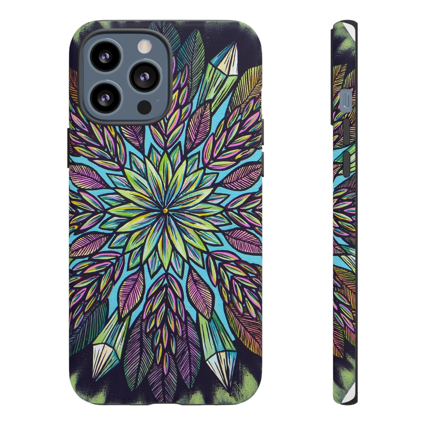 "Krystalhoja" Art Phone Armor - Blue Flame Array iPhone 13 Pro Max / Matte Phone Case