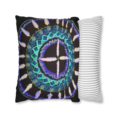 "Cuatro Vientos" Dreamcatcher Pillow Cover - Blue Flame Array Home Decor