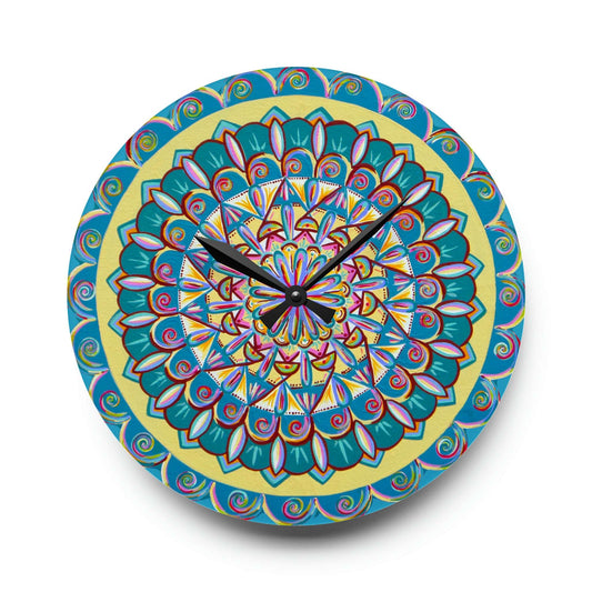 "Almandalayana" Cosmic Clock - Blue Flame Array 10.75'' × 10.75'' (Round) Home Decor