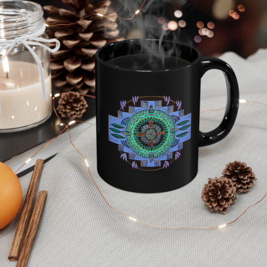 "Plumachakana" Black Ceramic Mug