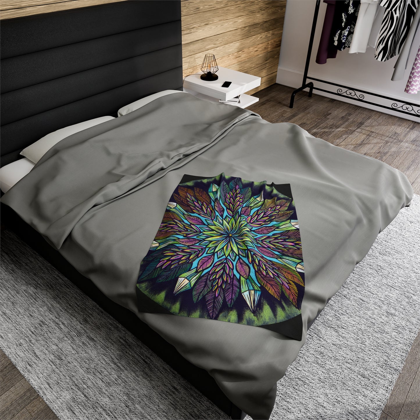 "Krystalhoja" Dreamcatcher Blanket - Blue Flame Array 30" × 40" All Over Prints