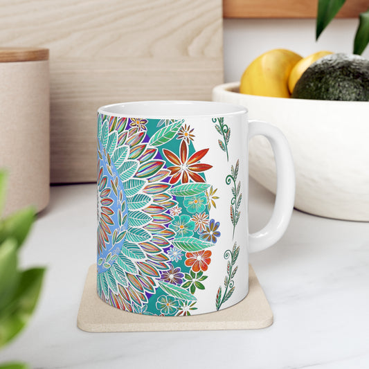 "Mandalavida Blanka" White Ceramic Mug