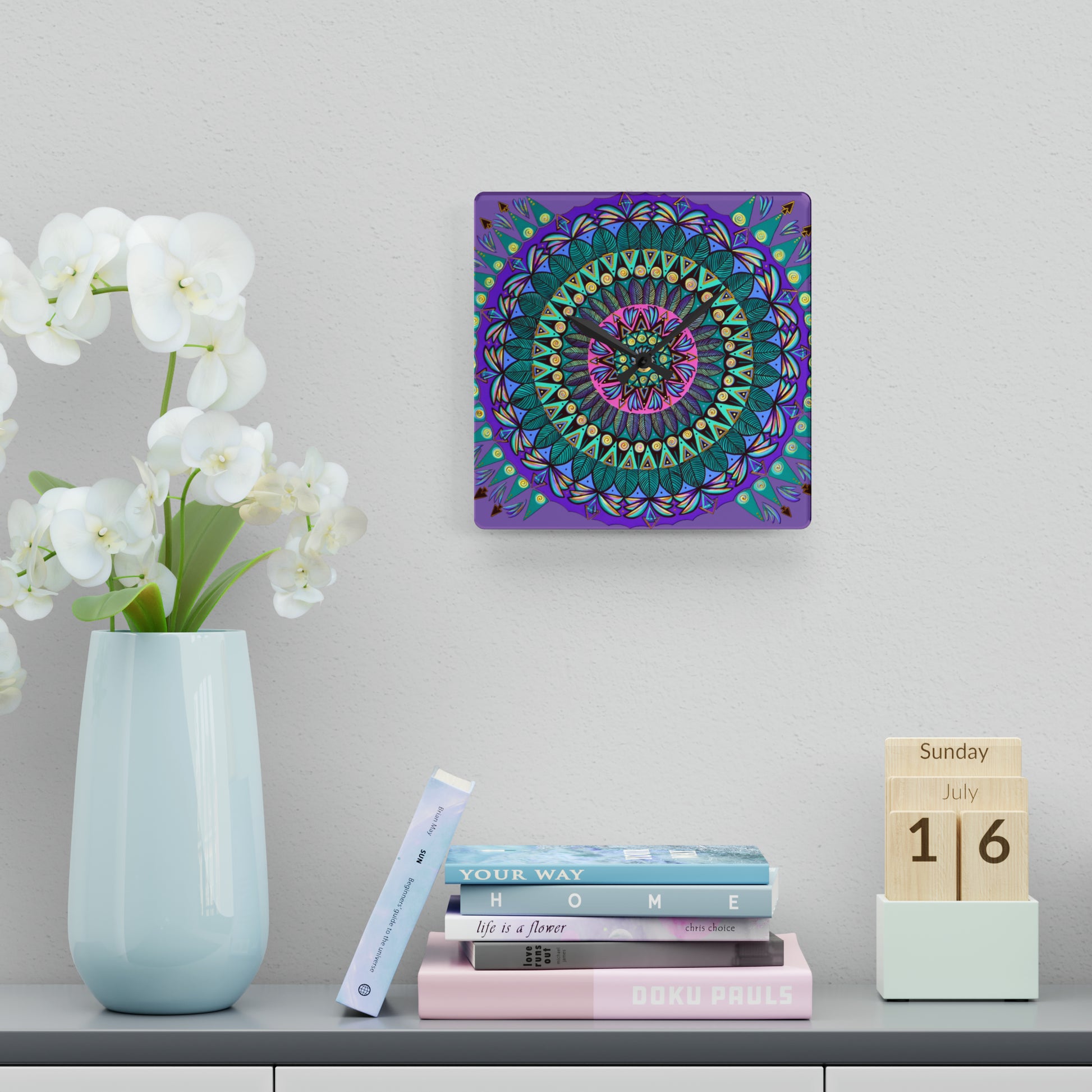 "Mandaladiosa" Cosmic Clock - Blue Flame Array Home Decor