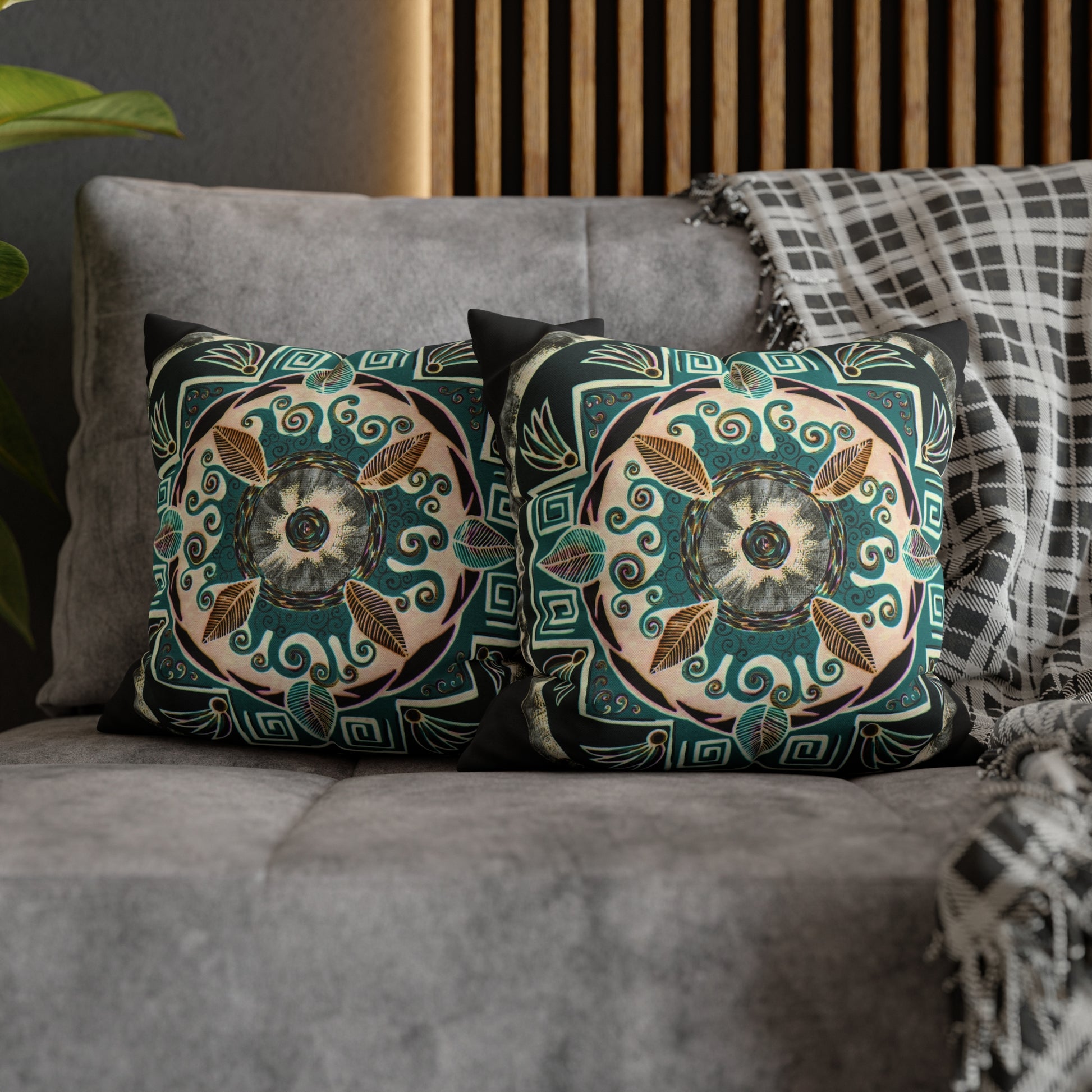 "Hojachakanazura" Dreamcatcher Pillow Cover - Blue Flame Array Home Decor