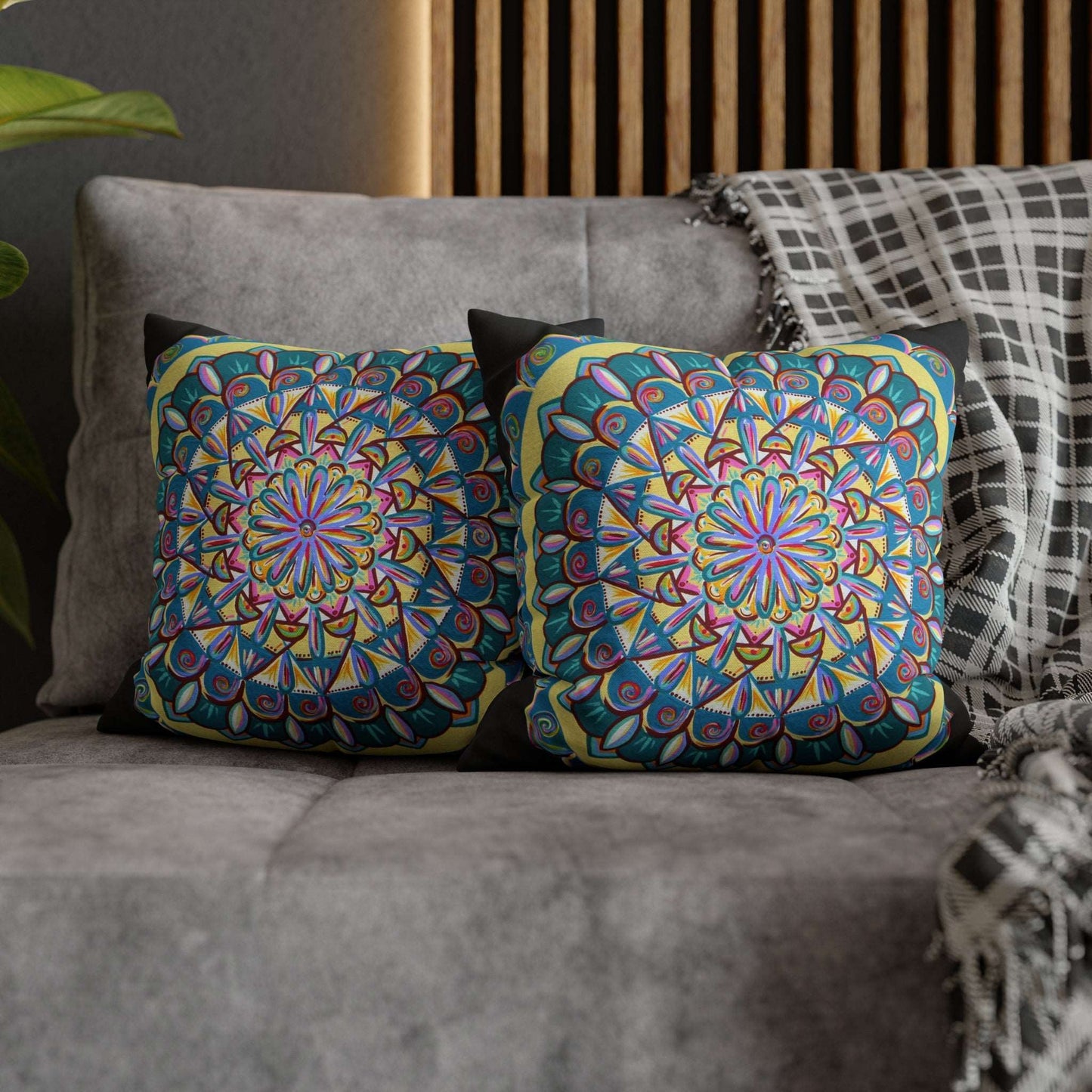 "Almandalayana" Dreamcatcher Pillow Cover - Blue Flame Array Home Decor