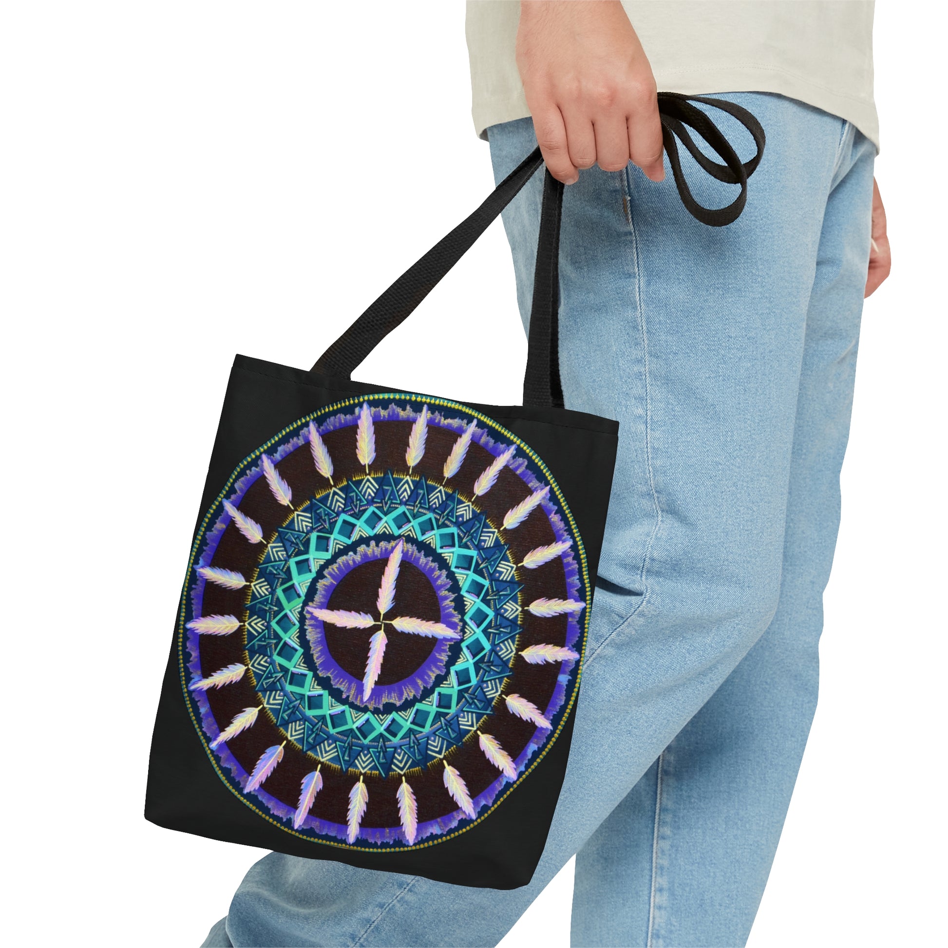 "Cuatro Vientos" Tote Bag (All-Over-Print) - Blue Flame Array Small Bags