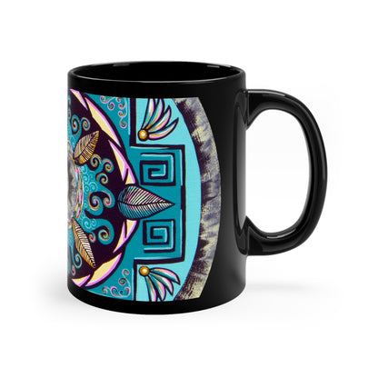 "Hojachakana" Black Ceramic Mug - Blue Flame Array Mug