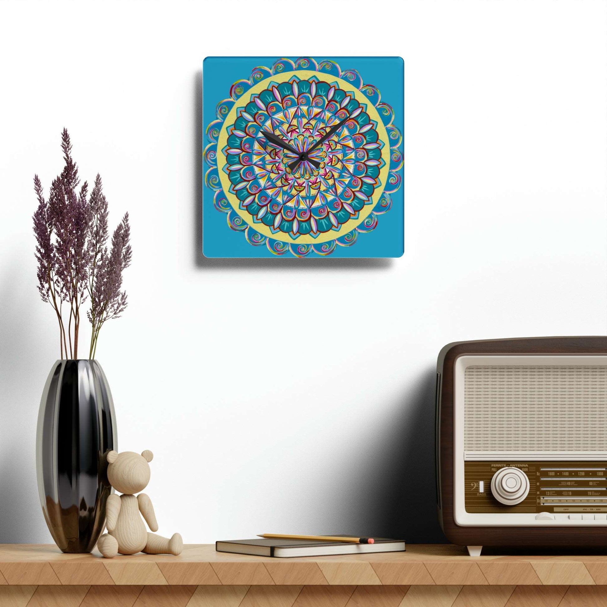 "Almandalayana" Cosmic Clock - Blue Flame Array Home Decor