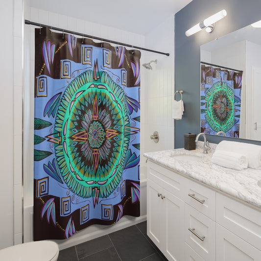 "Plumachakana" Shower Curtains - Blue Flame Array 71" × 74" Home Decor