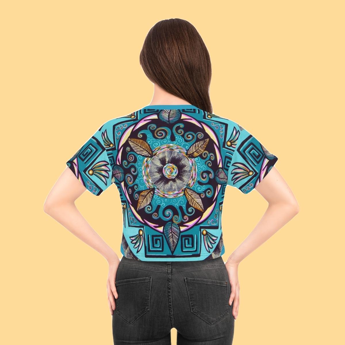 "Hojachakana" Crop Tee - Blue Flame Array All Over Prints