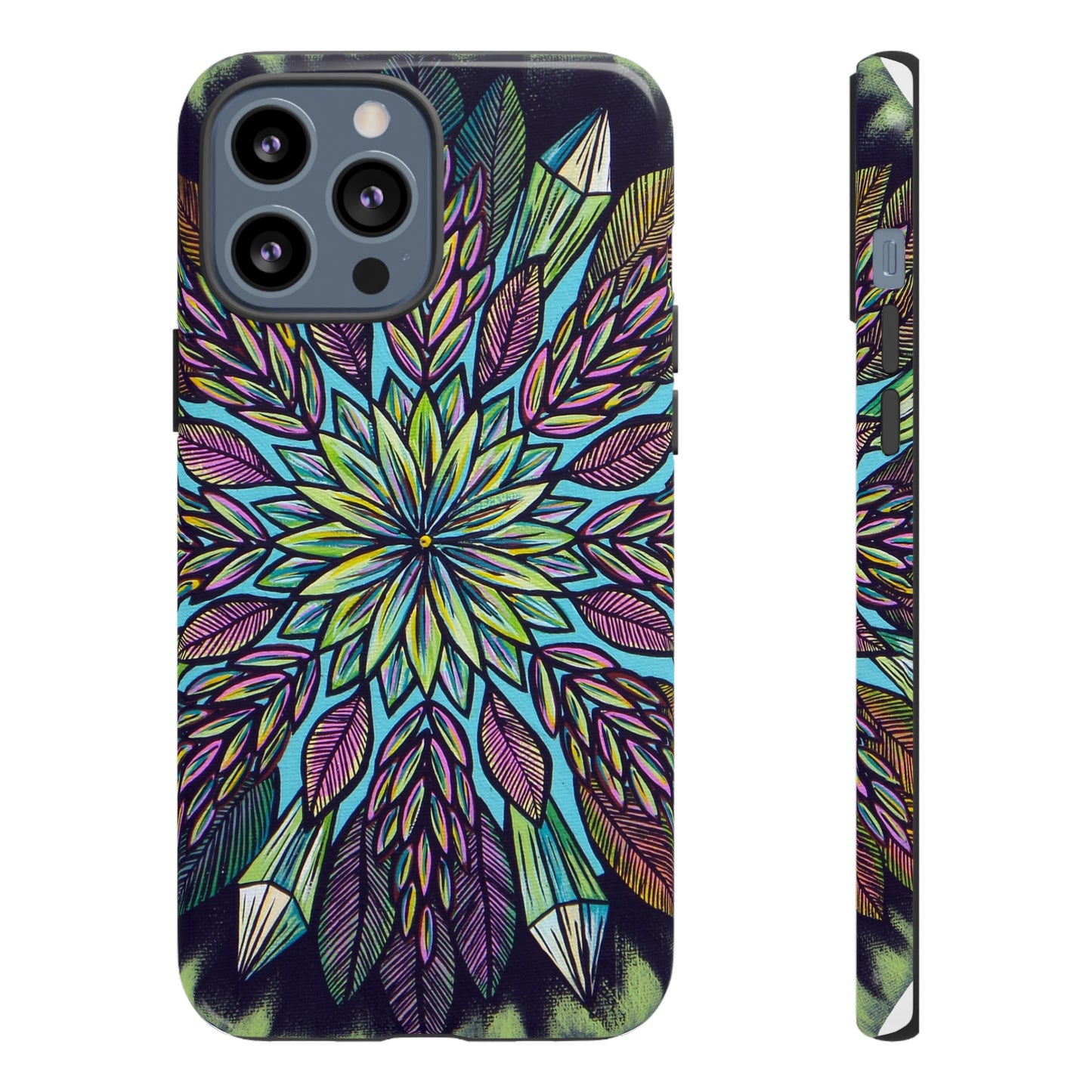 "Krystalhoja" Art Phone Armor - Blue Flame Array iPhone 13 Pro Max / Glossy Phone Case