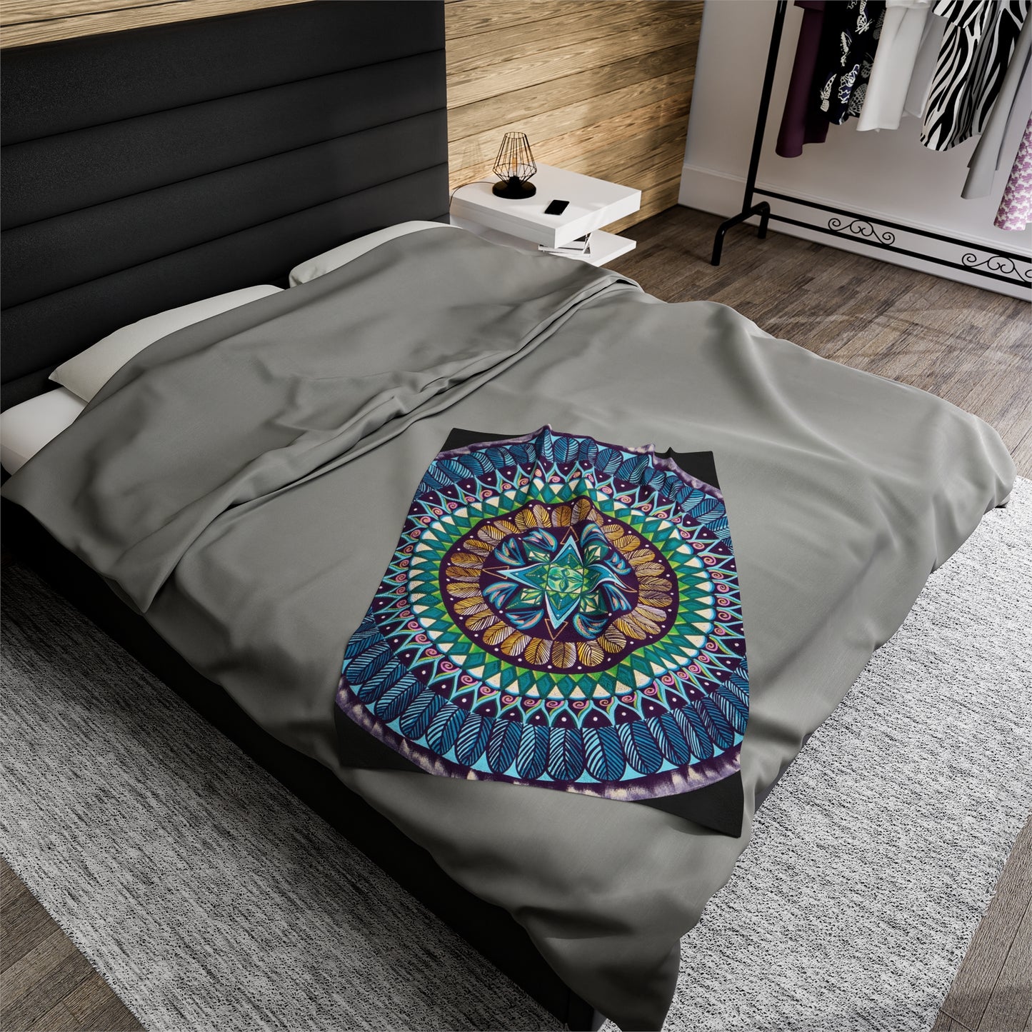 "AquilazurA Kryst'dala" Dreamcatcher Blanket - Blue Flame Array 30" × 40" All Over Prints