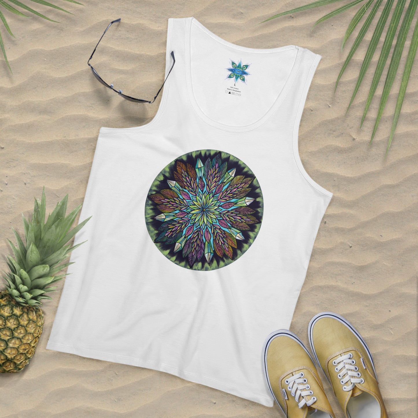 "Krystalhoja" Lords Organic Tank Top - Blue Flame Array White / S Tank Top