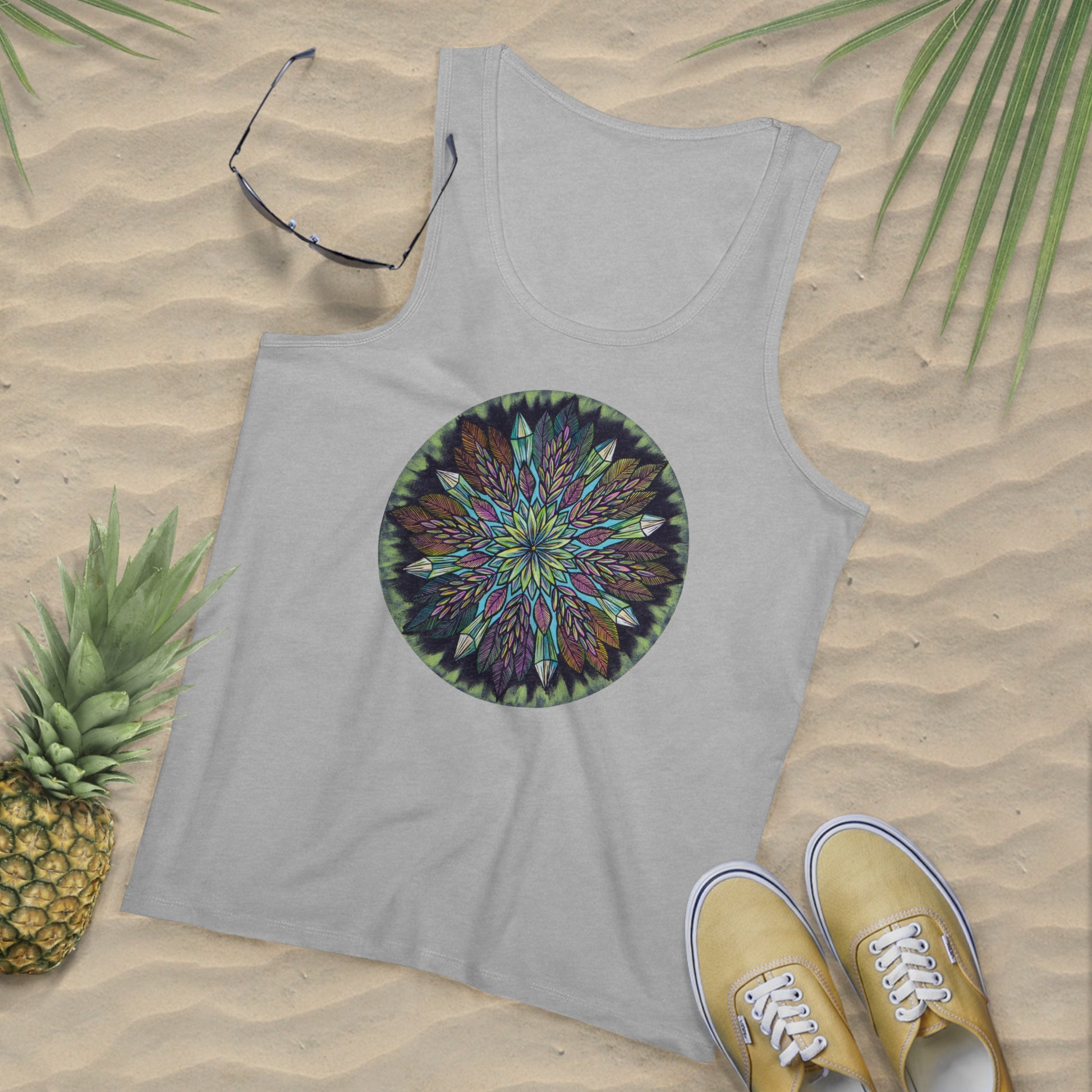 "Krystalhoja" Lords Organic Tank Top - Blue Flame Array Heather Grey / S Tank Top