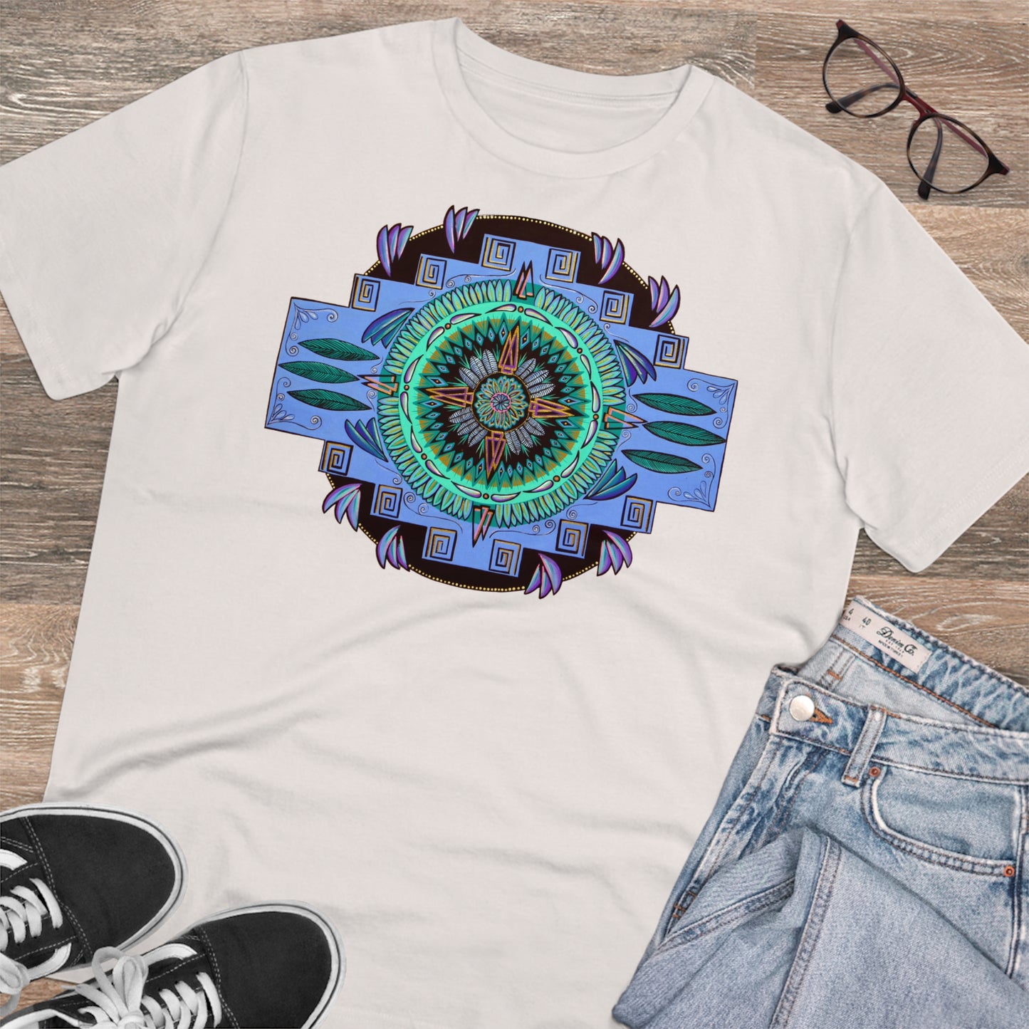 "Plumachakana" Lords & Ladies Organic TriniTee - Blue Flame Array Vintage White / XS T-Shirt