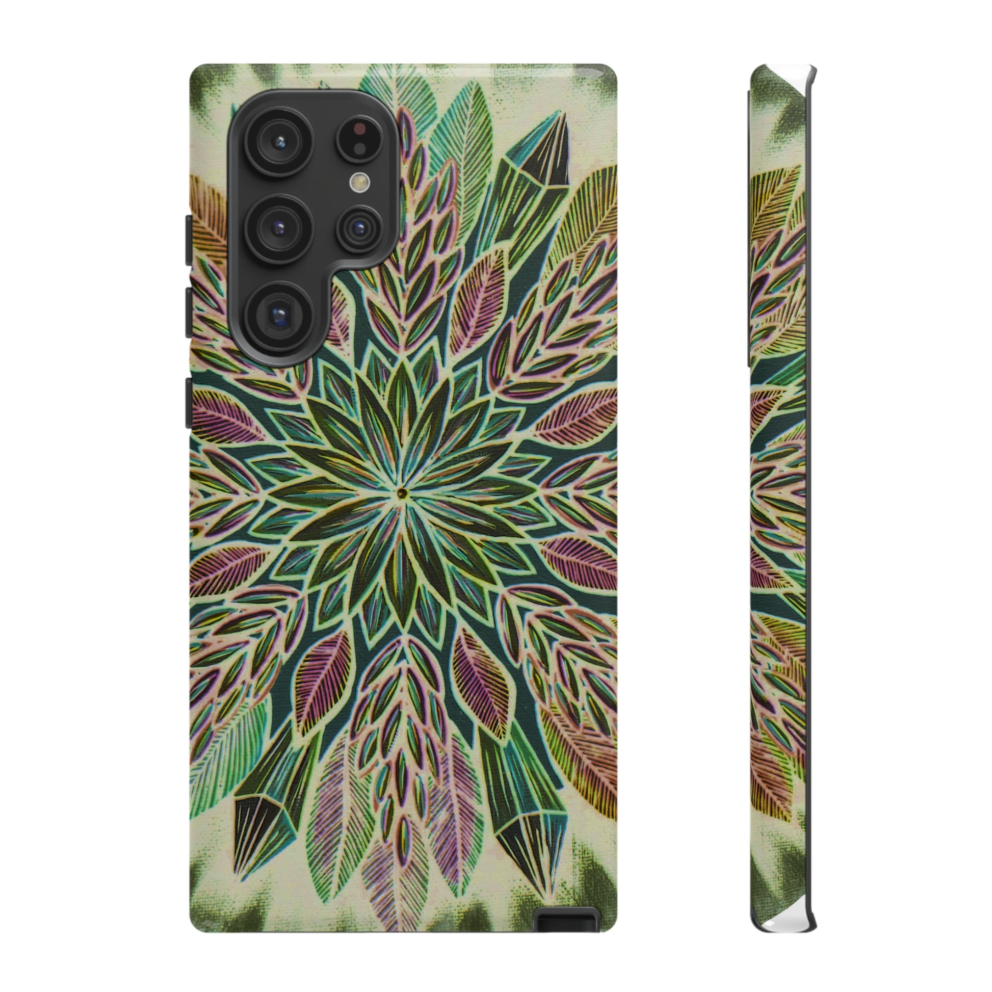 "Krystalhoja Verde" Art Phone Armor - Blue Flame Array Samsung Galaxy S22 Ultra / Glossy Phone Case