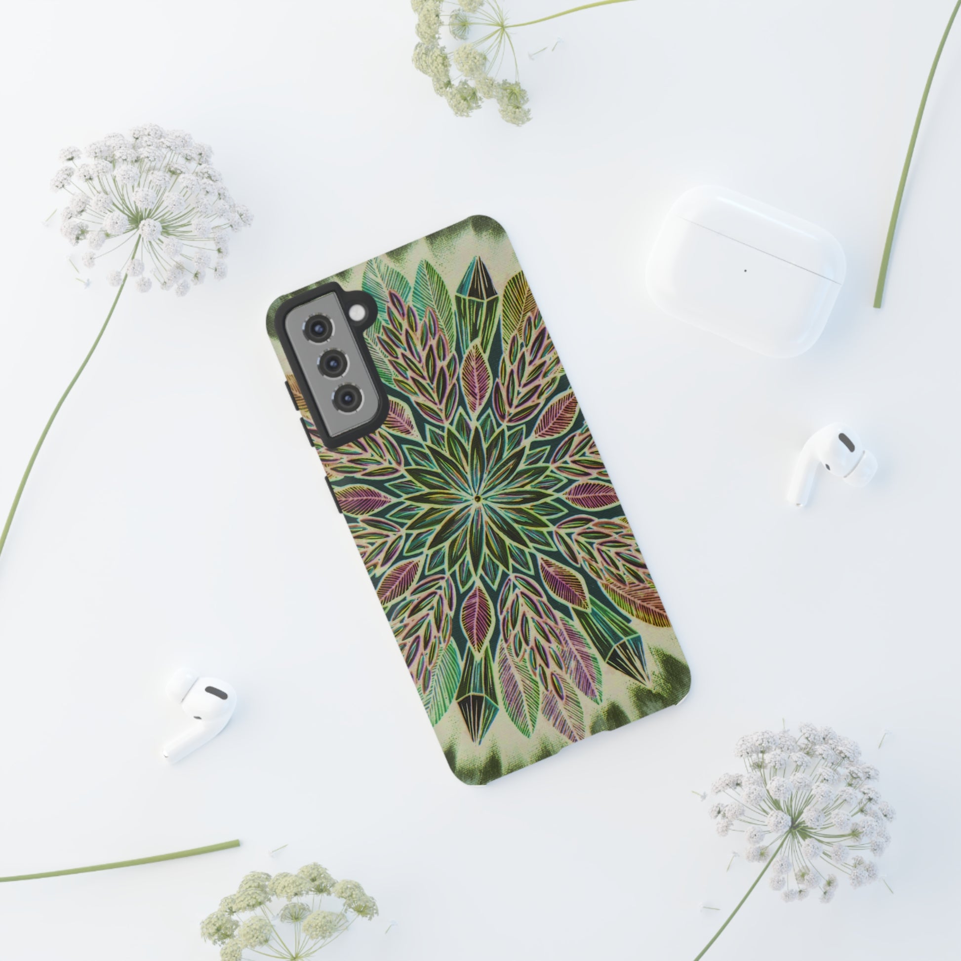 "Krystalhoja Verde" Art Phone Armor - Blue Flame Array Phone Case