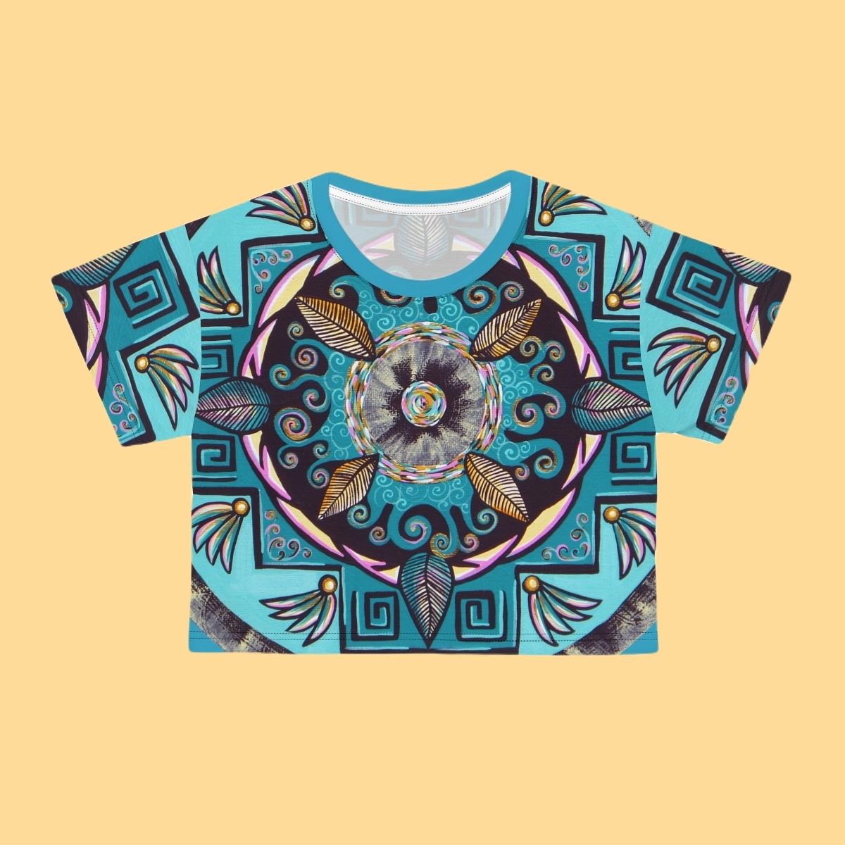 "Hojachakana" Crop Tee - Blue Flame Array All Over Prints