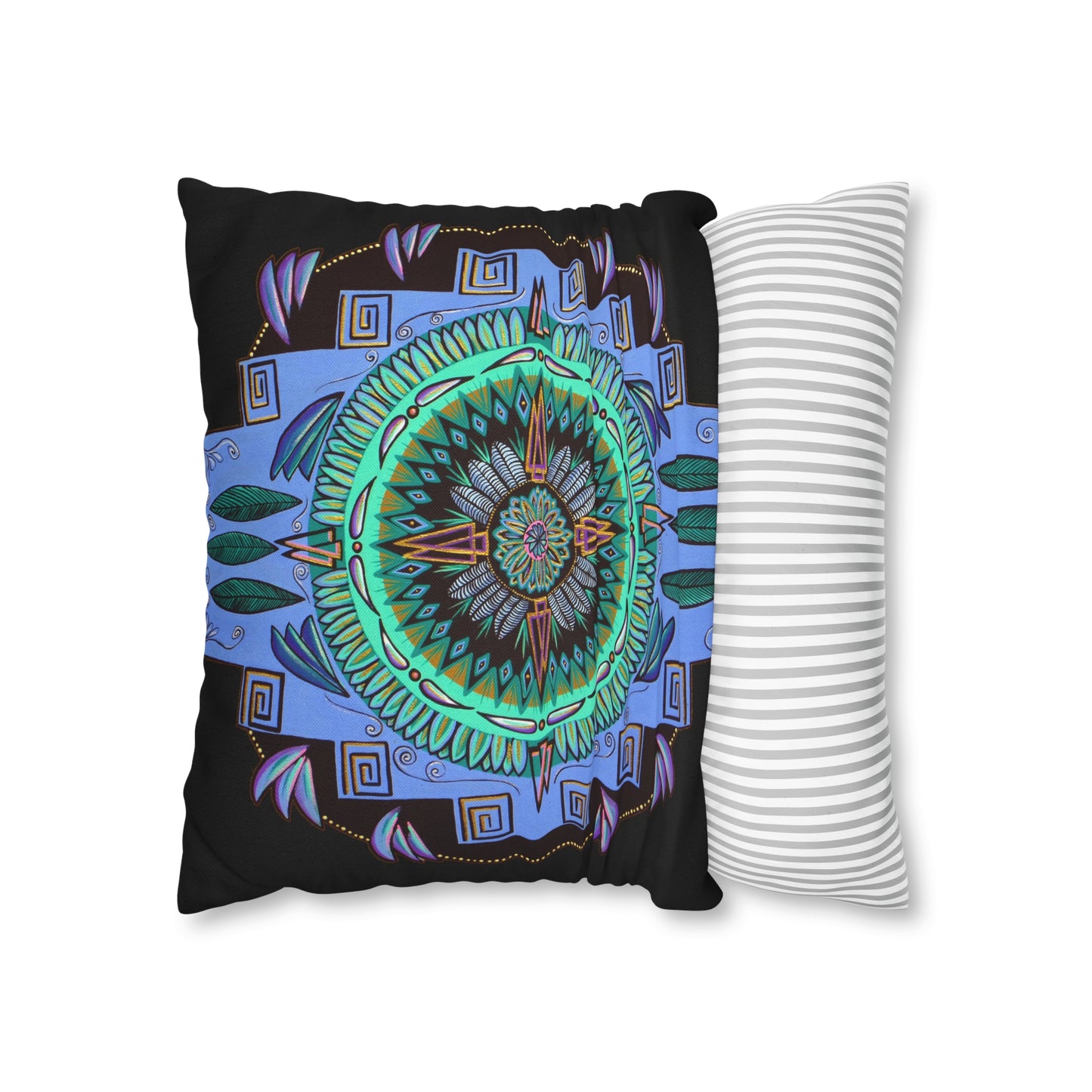 "Plumachakana" Dreamcatcher Pillow Cover - Blue Flame Array Home Decor