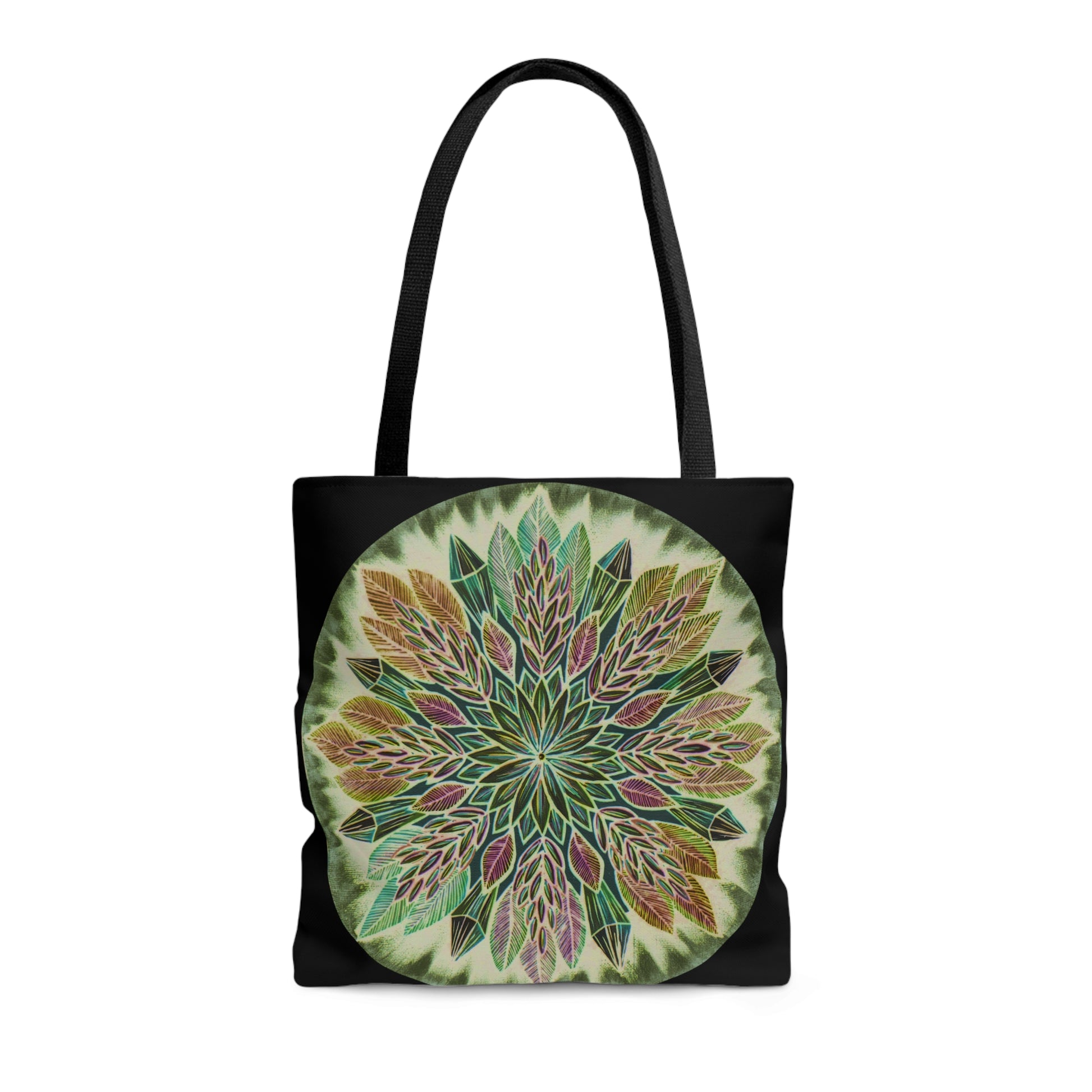 "Krystalhoja Verde" Tote Bag (All-Over-Print) - Blue Flame Array Bags