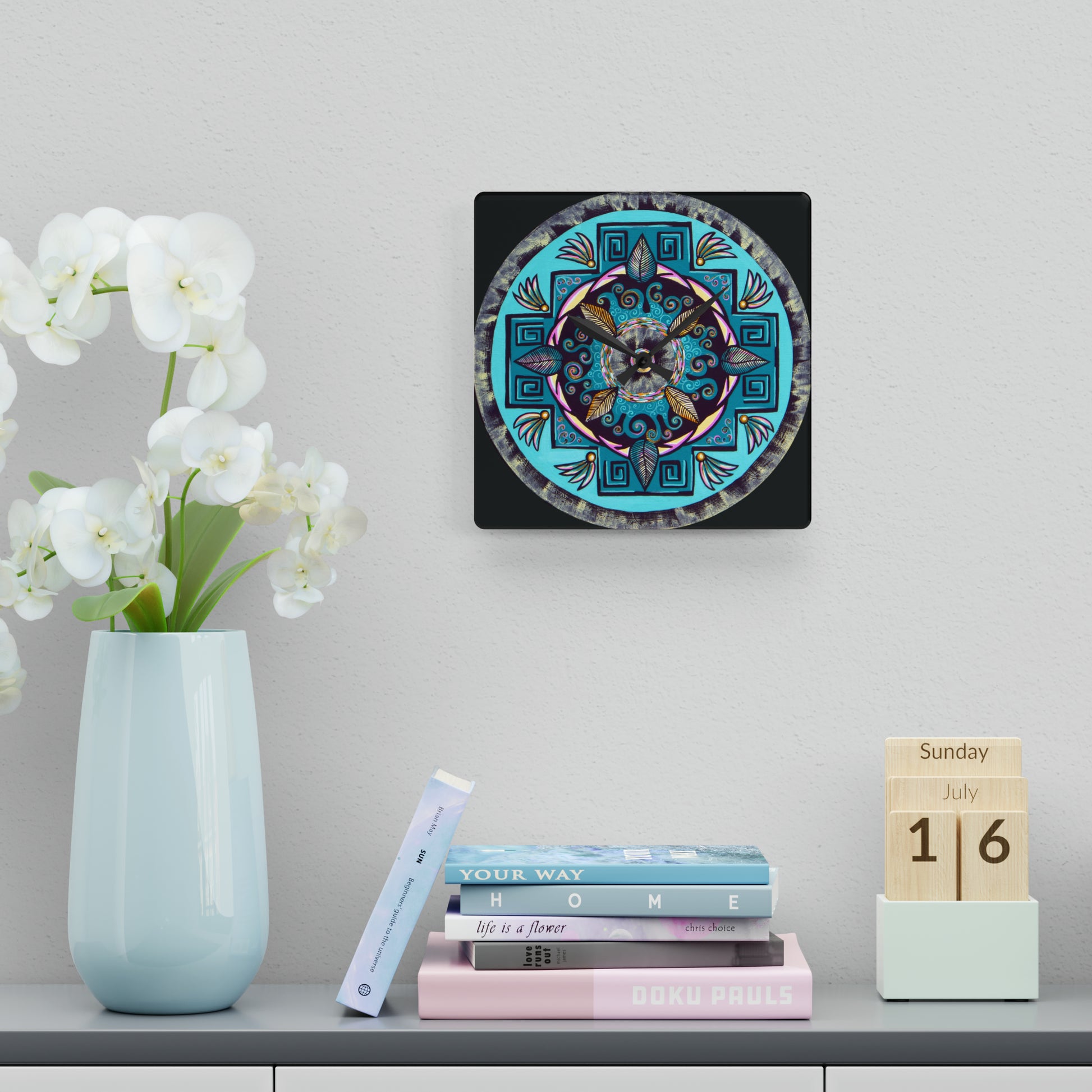 "Hojachakana" Cosmic Clock - Blue Flame Array Home Decor