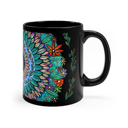 "Mandalavida" Black Ceramic Mug