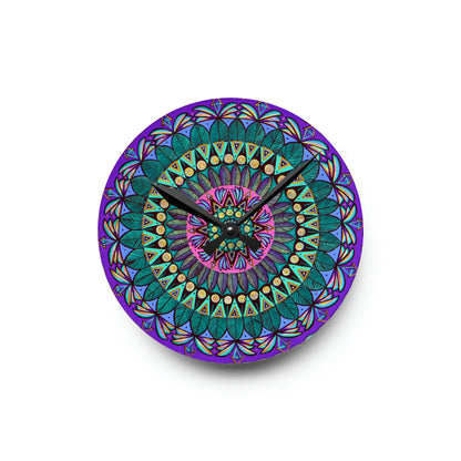 "Mandaladiosa" Cosmic Clock - Blue Flame Array 8'' × 8'' (Round) Home Decor