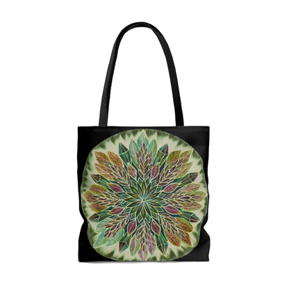 "Krystalhoja Verde" Tote Bag (All-Over-Print) - Blue Flame Array Bags