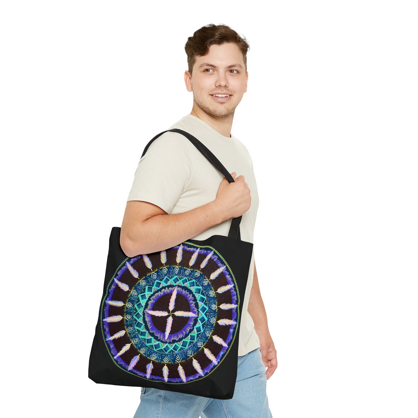 "Cuatro Vientos" Tote Bag (All-Over-Print) - Blue Flame Array Bags