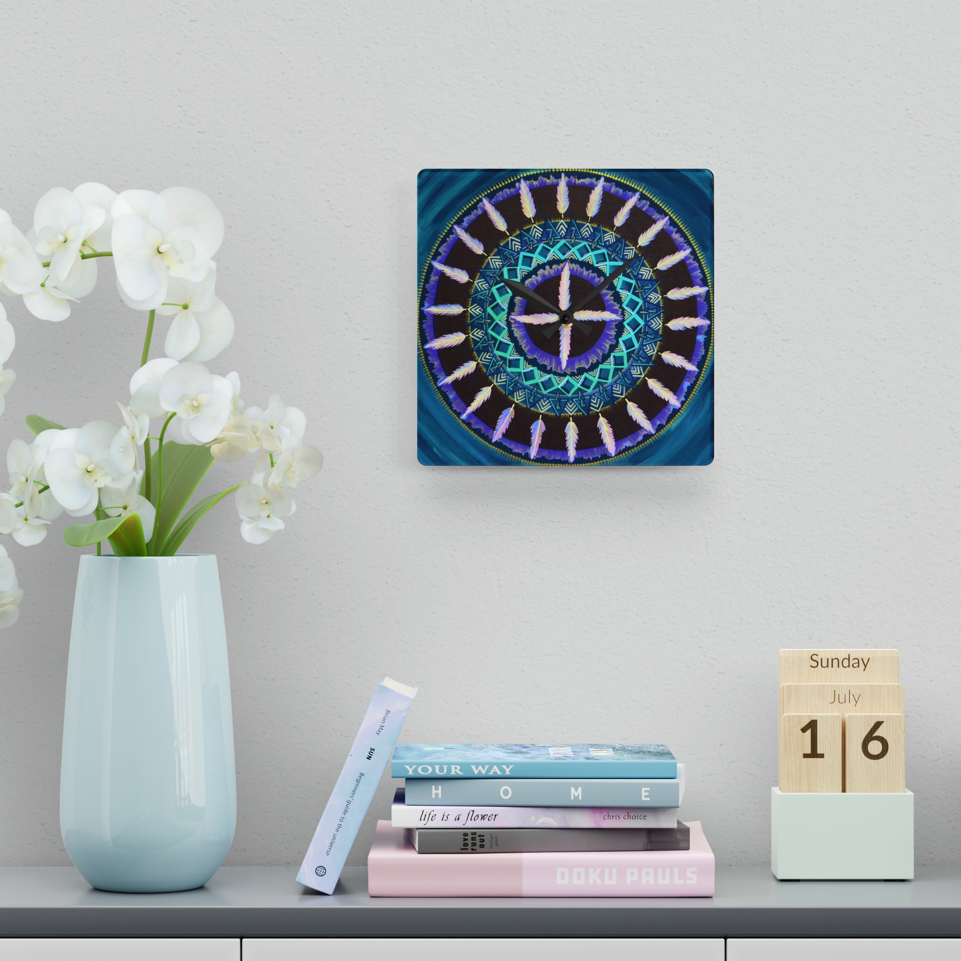 "Cuatro Vientos" Cosmic Clock - Blue Flame Array Home Decor