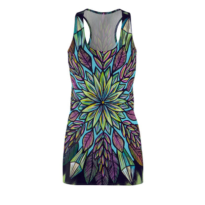 "Krystalhoja" Ladies Racerback Dress - Blue Flame Array All Over Prints