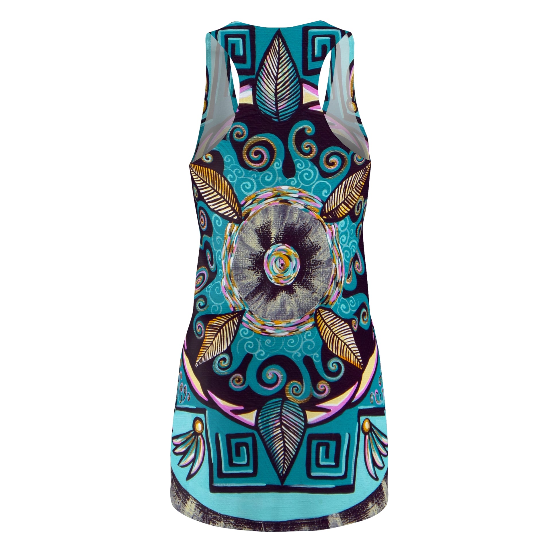 "Hojachakana" Ladies Racerback Dress - Blue Flame Array All Over Prints