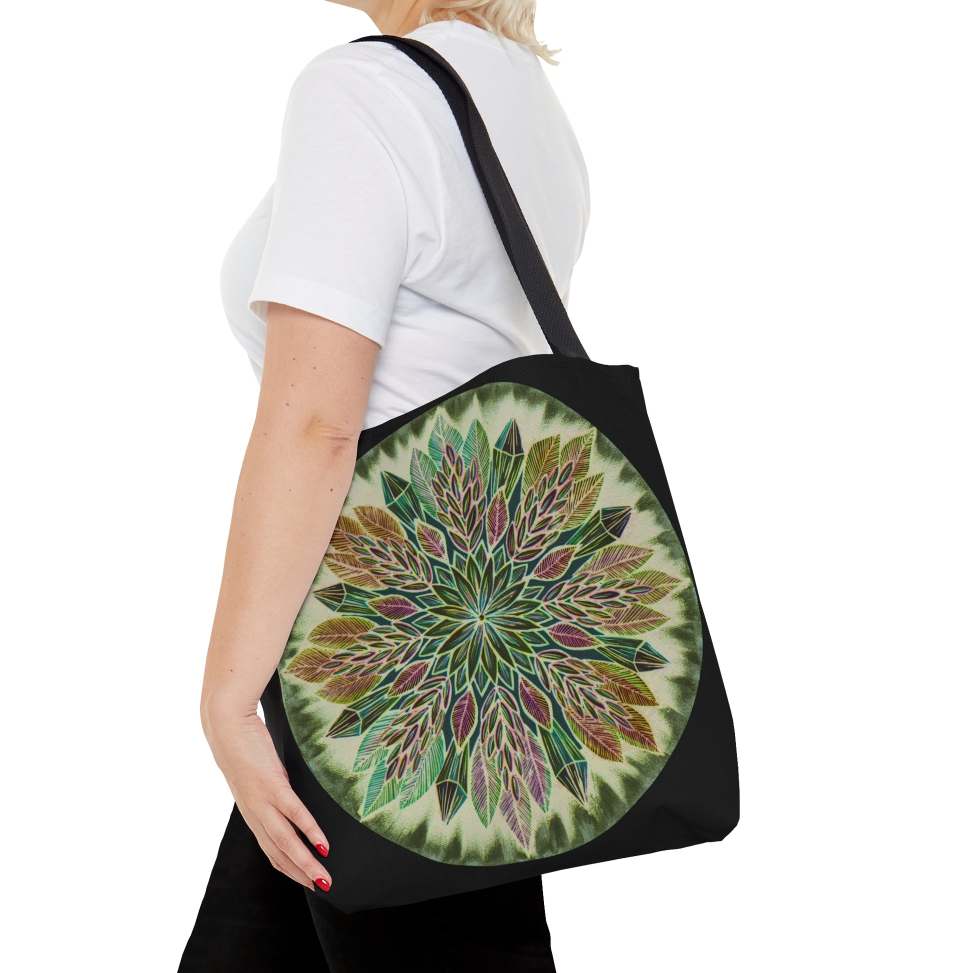 "Krystalhoja Verde" Tote Bag (All-Over-Print) - Blue Flame Array Medium Bags